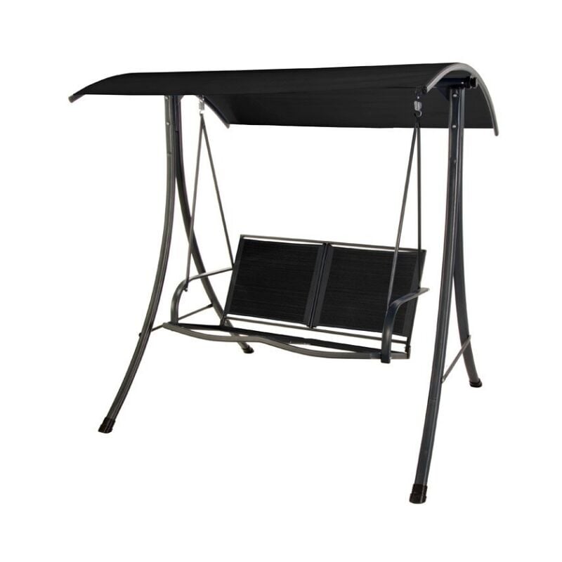 

Caesaroo - Columpio 2 plazas gris con techo y estructura de hierro pintado gris antracita | gris