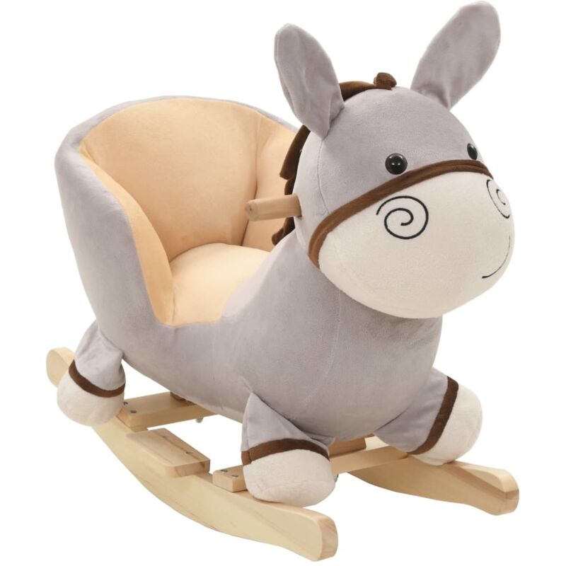 

vidaXL Balancín de burrito de peluche con respaldo 60x32x55 cm gris - Gris