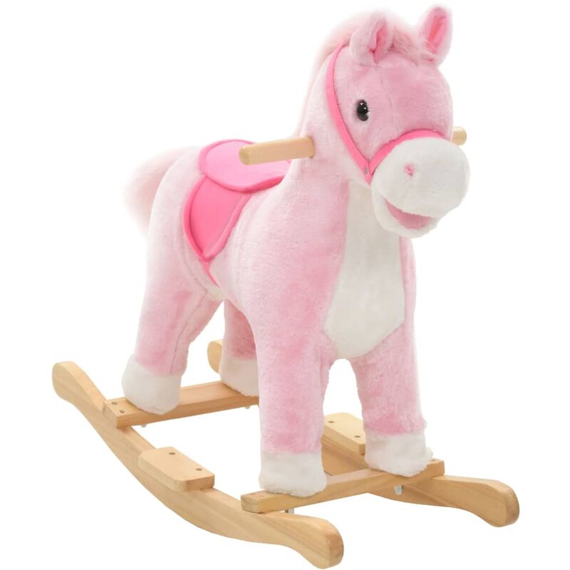 

Balancín de caballito de peluche 65x32x58 cm rosa
