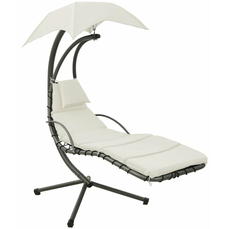 

Happyshopping - Balancin de jardin de tela gris y crema 190x90x200 cm