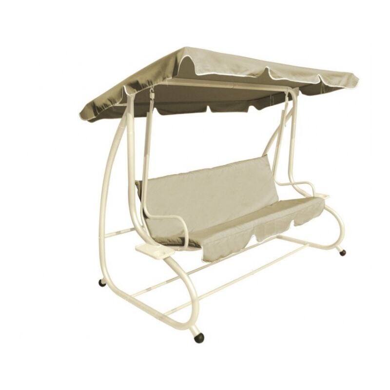 

Caesaroo - Balancín reclinable de hierro beige con capota | Beige