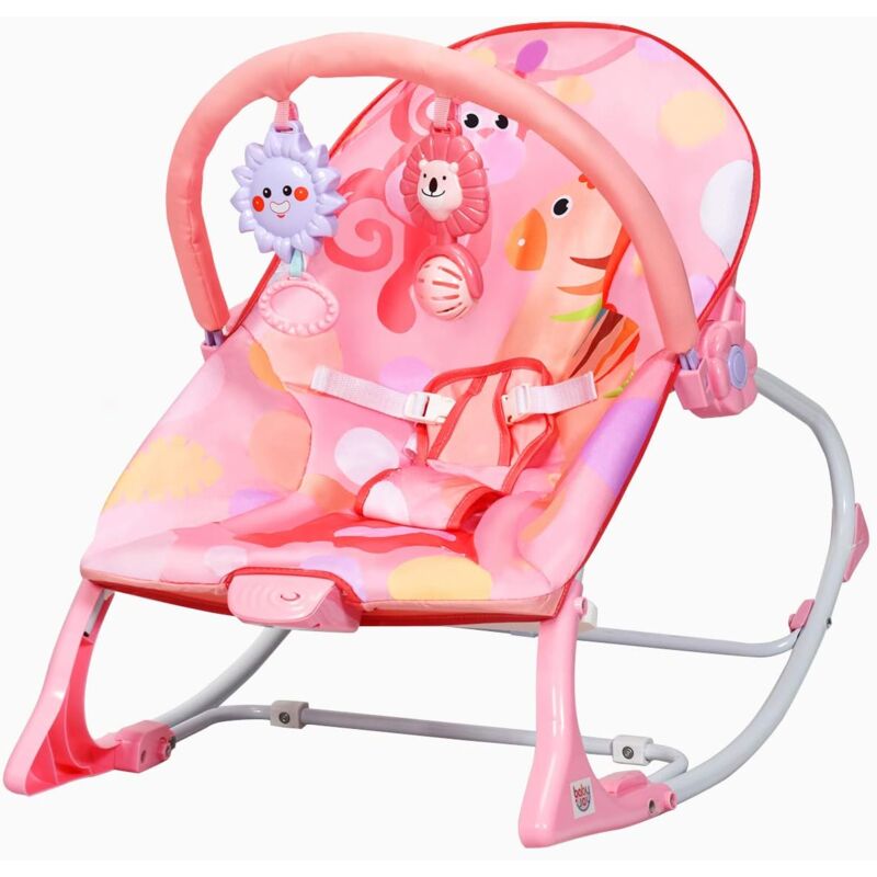 

Costway - Balancín para Bebé Tumbona para Bebé Silla Mecedora para Bebé con Arco de Juego Extraíble y Música Carga hasta 18 kg (Rosa)
