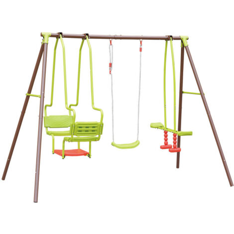 Portique De Balançoire Enfant FATMOOSE JollyJungle – En Bois Imprégné, Avec Balançoire, Filet à Grimper, Poutres 9x9 Cm Et 7x7 Cm, Made In Germany