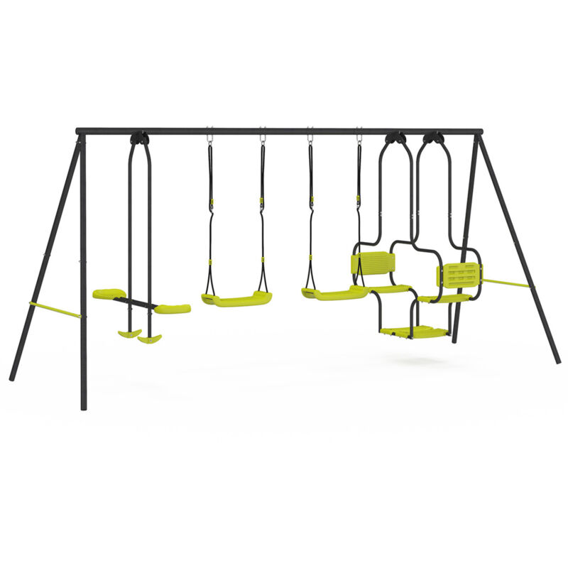 Idmarket - Balançoire 4 agrès portique avec 2 balançoires, nacelle et face à face