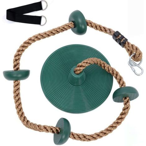 Balançoire à cordes pour enfants avec siège et plateforme de 30 cm, ensemble d'accessoires de jeu d'extérieur vert