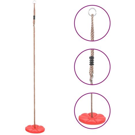 Vidaxl – Balançoire à plaque 200 cm rouge – Matériau PE – Longueur de corde réglable – Poids max 100 kg – Pour usage extérieur