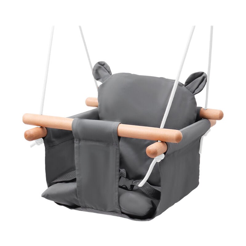 Balancoire Bebe, Siège de Balançoire, Balancoire Bebe Exterieur en Bois et Tissu, Cordes Réglables, Siege Bebe Balancoire pour Jardin Intérieur