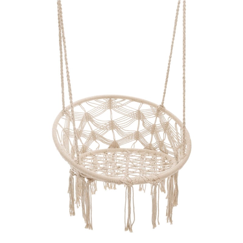 Balançoire CERCLE DOIRA macramé beige 82x60x115-138 cm 893280