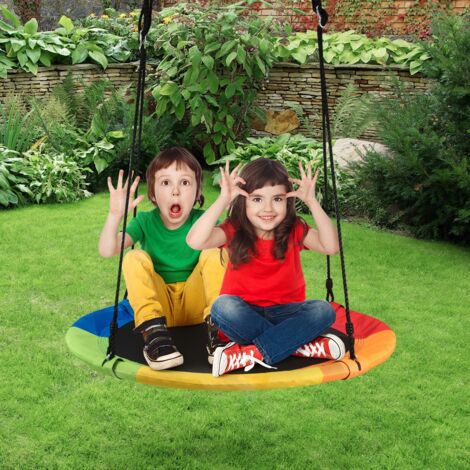 Balançoire Circulaire pour Intérieur et Extérieur avec Sangle de Supension Charge Maximale de 150 KG Multicolore