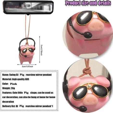 Balançoire Cochon Pendentif Rétroviseur Voiture, Pendentif Rétroviseur Voiture Ornement Suspendu Décoration Voiture, Accessoires Intérieur Voiture Décoration pour Femmes & Hommes