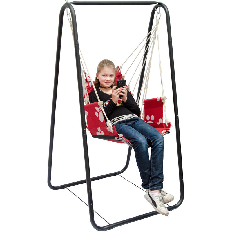 Amanka - Balançoire complète: chaise + châssis en métal Pour les enfants et les adultes Avec accoudoirs et dossier en nylon rembourrée pour la maison