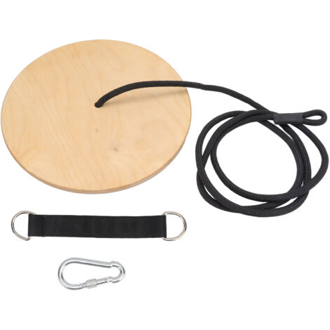 Balançoire Corde Disque Bois Rond Réglable avec Plateforme pour Jardin Extérieur 200 cm