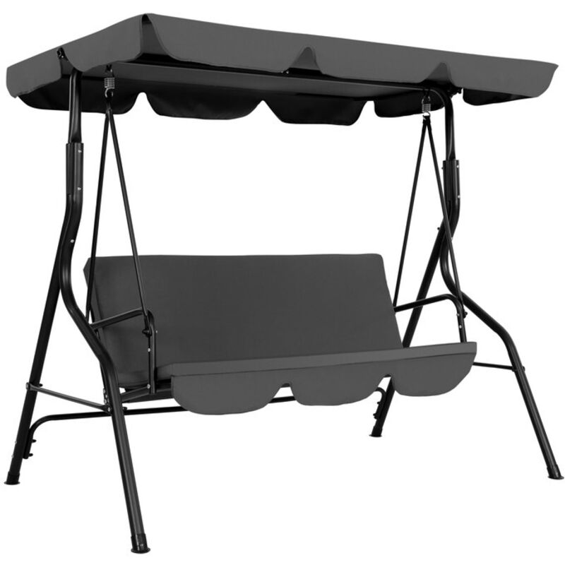Avestar Balancelle de Jardin 3 Places, auvent réglable et coussin amovible noir