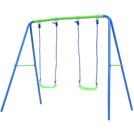 Balançoire d'extérieur pour enfant 3-8 ans – Cadre en métal double siège – Dimensions 220x138x182 cm – Poids max 45 kg – Traitement UV – Outdoor Toys