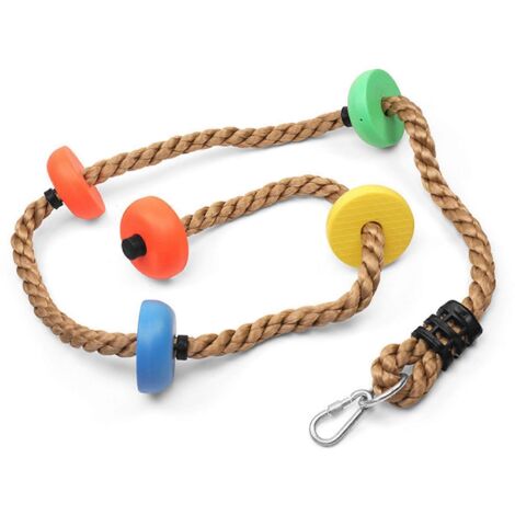 Balançoire disque de 2 m avec corde et crochet, plateforme en plastique, balançoire d'escalade pour enfants, balcons, cours et espaces extérieurs.