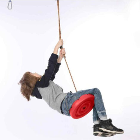 Balançoire Disque en Corde PE Renforcée pour Enfants - Jeu de Plein Air Rouge Résistant