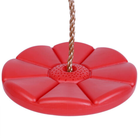 Balançoire Disque Enfant avec Corde - Jeu de Plein Air, Activité Ludique Extérieure (Fleurs Rouges)