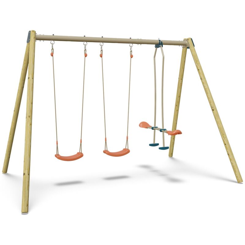 Trigano - Balançoire double avec face à face - Techwood Harmonie blou - Aléo by