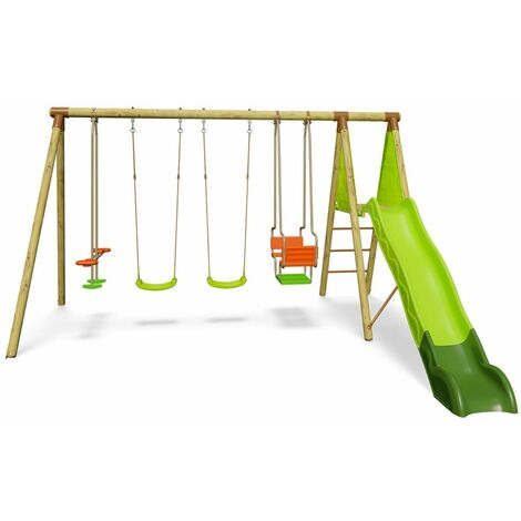 Balançoire en bois 2,30 m Topwood TALVI - 8 enfants