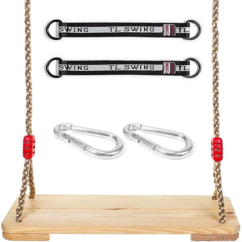 Balançoire en Bois, Balançoire Bois Enfant Adulte Siège Suspendu Swing Outdoor, Siège de Balançoire pour Intérieur, Cour, Jardin