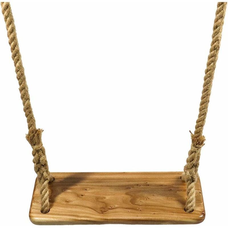 Balançoire en Bois Siège balançoire en Bois avec Corde Jute Réglable Durable Balançoire Arbre en Bois pour Enfants Ados Adultes V7110C (avec des