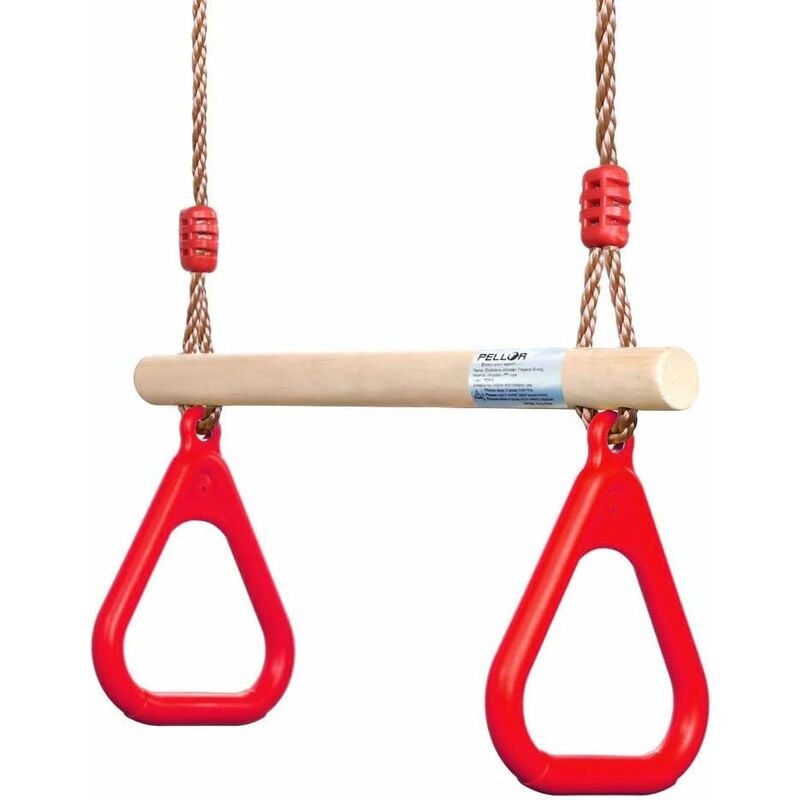 Balançoire en bois trapèze avec anneaux de gymnastique Aire de jeux pour enfants Jeu de toboggans Jardin extérieur intérieur-
