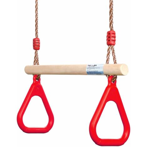 Balançoire en bois trapèze avec anneaux de gymnastique Aire de jeux pour enfants Jeu de toboggans Jardin extérieur intérieur