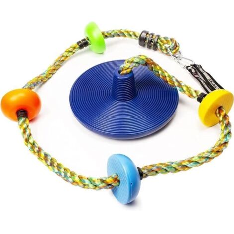 Balançoire en Corde d'escalade pour Enfants - Bleu - Plateforme et siège à Disque - Robuste et sécurisée