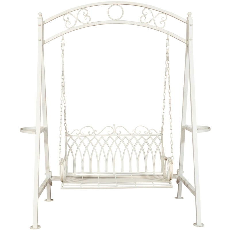 Balançoire en fer forgé Balancement de jardin 2 places Banc en fer Banc Balançoire en fer L198xPR100xH220 cm