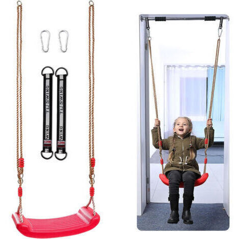 Balançoire Enfant Exterieur et Interieur, Balançoire en Plastique de Premier Choix, siège de balançoire résistant aux intempéries, balançoire Souple PE Rouge, Hauteur Réglable