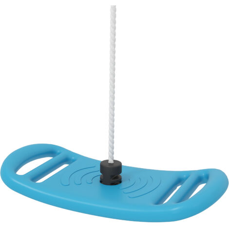 Balançoire enfant intérieur extérieur corde ajustable mousqueton charge 70 kg bleu