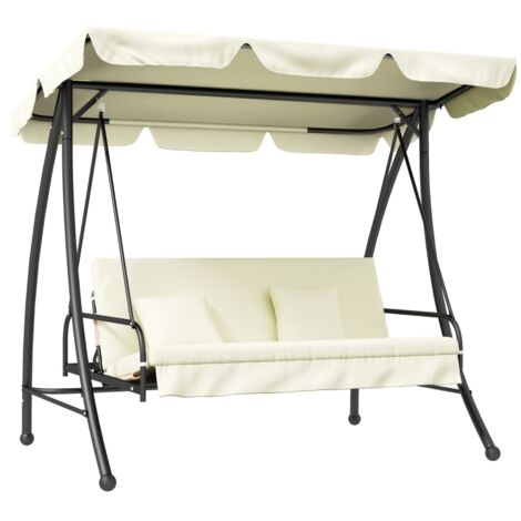 Balançoire Hollywood banc inclinable 3 places en métal et polyester 200 x 125 x 170 cm blanche