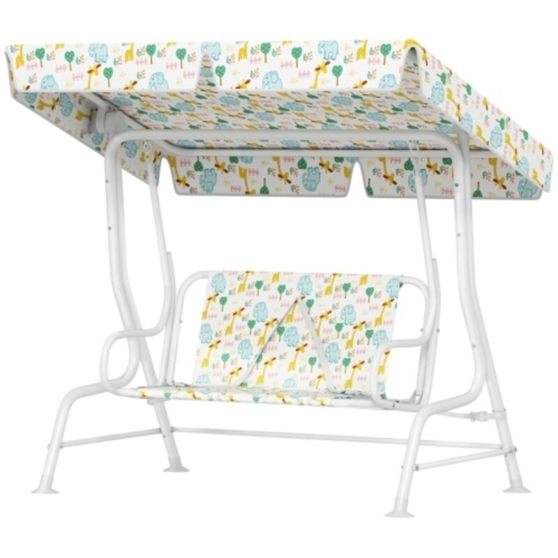 Balançoire Hollywood pour enfants, structure en acier, 2 places, charge maximale 60 kg, Blanc