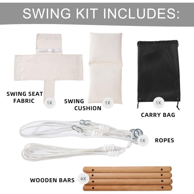 Balançoire intérieure pour bébé - En bois - Pour cadre de porte - À partir de 1 an - Beige