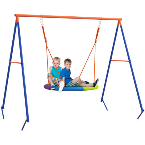 Balançoire métal enfants siège pivotant nid structure A usage extérieur multicolore