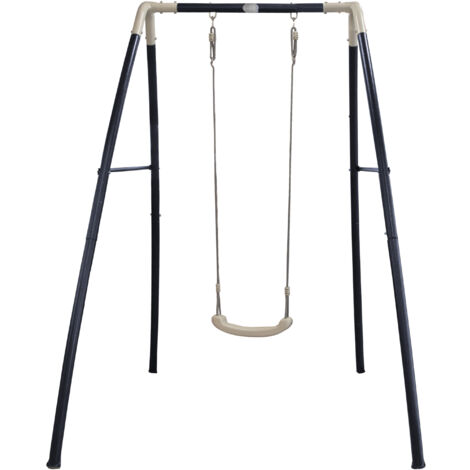 Balançoire métal pour 1 enfant – Portique extérieur 210 x 140 x 217 cm – Acier galvanisé avec ancrages au sol – Siège plastique PP facile à nettoyer – AXI