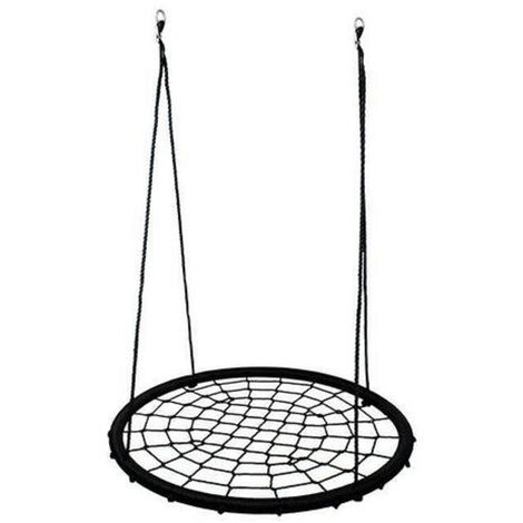 Balançoire nid d'oiseau 100 cm – Maille filet ajustable pour enfants et adultes – Charge 200 kg – Extérieur jardin noir – Jeobest