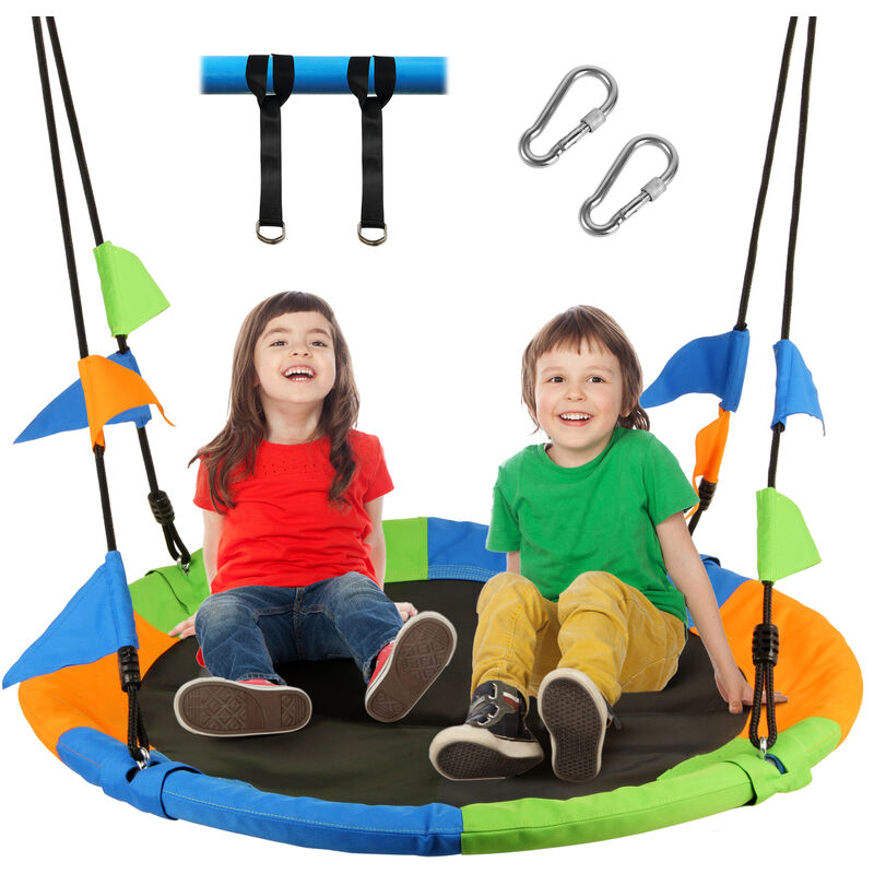 Leogreen - Balancoire nid d'oiseau ø 120 cm Charge Maximal 300 kg, Réglable en Hauteur de 100 à 180cm, avec Sangles de Suspension Ensemble, pour