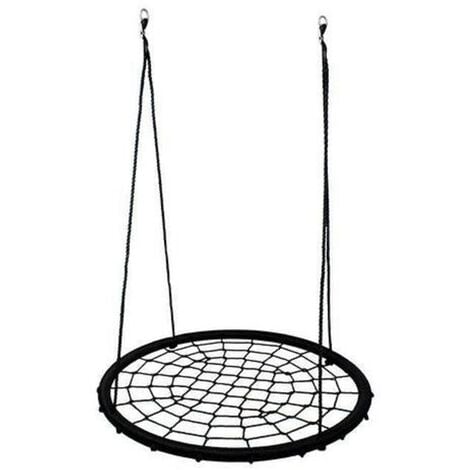JEOBEST Balançoire nid d'oiseau maille filet 100 cm à suspendre ajustable enfant adulte jardin extérieur 200 kg noir