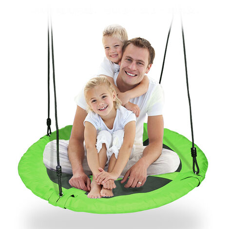 Balançoire Nid d’Oiseau Rond 100 CM de Diamètre pour Arbre Supporté de Charge 100kg Extérieur Vert 1001001.8cm