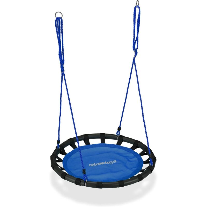 Balançoire nid d'oiseau rond 80 cm à suspendre panier enfant adulte jardin extérieur 100 kg , bleu