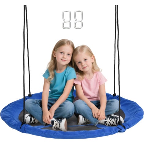 Balançoire nid d'oiseau ronde Ø 110 cm 4 anneaux inclus bleu