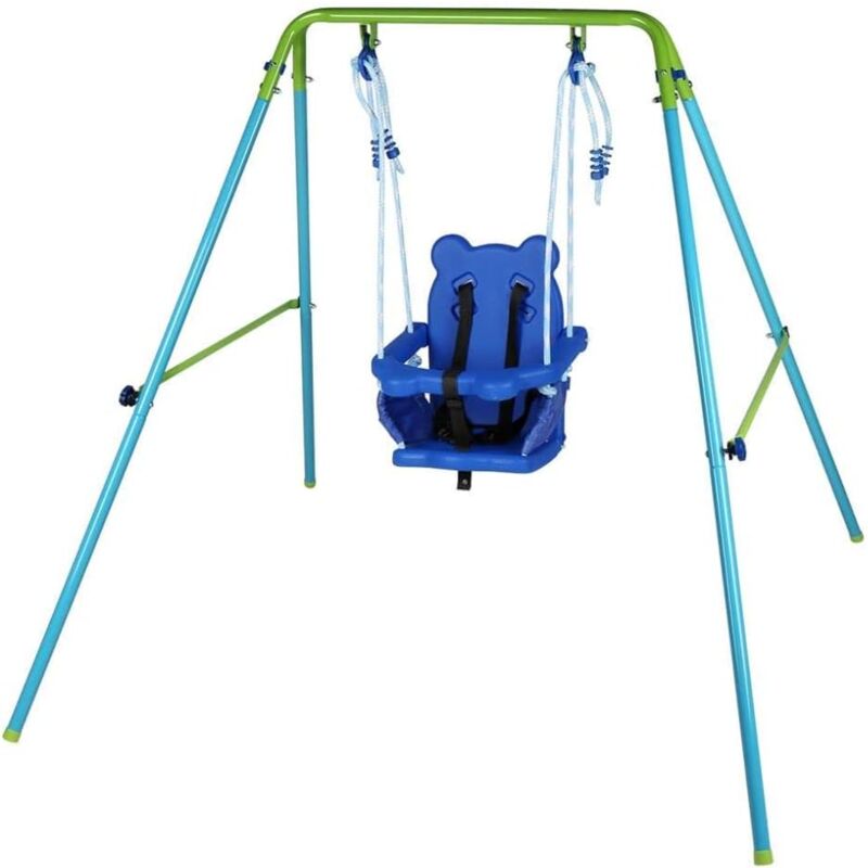 Balançoire Pliante pour Enfant Bleu foncé Siège bébé et balançoire de Jardin en Corde à l'intérieur et à l'extérieur Pendant 9 à 36 Mois