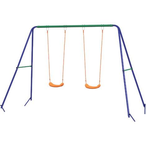 Balançoire portique enfant 2 places métal 90 kg multicolore
