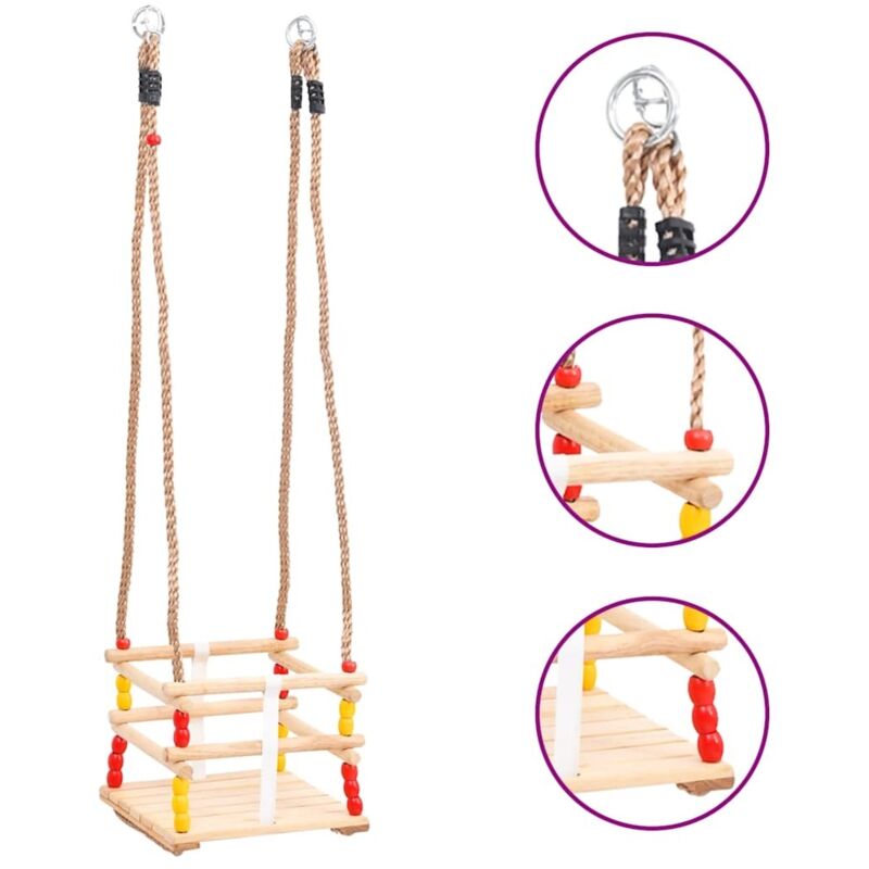 Vidaxl - Balançoire pour bébé avec ceinture de sécurité Pin solide