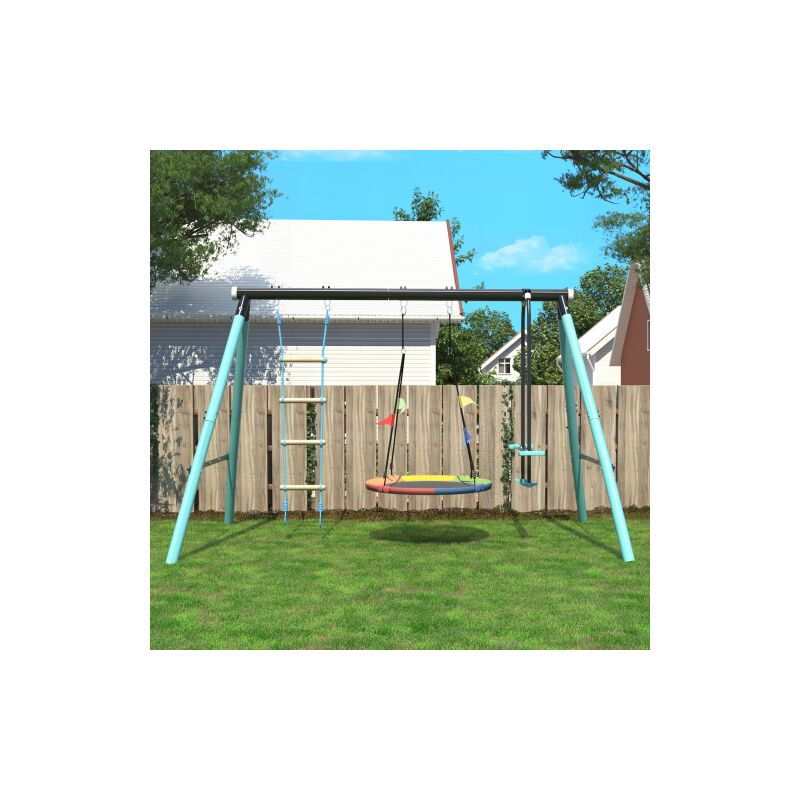 Hauss Spole - Balançoire pour enfants avec cadre en métal, réglable en hauteur, balançoire, jardin, aire de jeux, support de jeu extérieur, convient