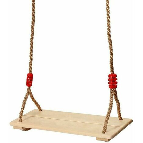 Balançoire pour enfants avec corde réglable, siège en bois, charge maximale 150 kg（39.516）