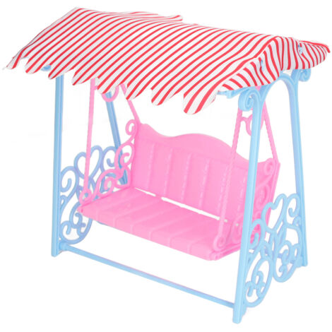 Balançoire pour Maison de Poupées avec Support Bleu, Chaise Portable Miniature en Plastique Fin