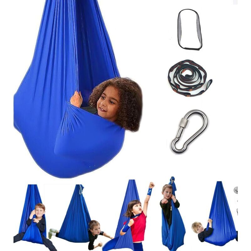 SNQ - Balançoire sensorielle thérapeutique pour enfants et adultes, 100 x 280CM avec support mural(Couleur : se référer à l'image 1)