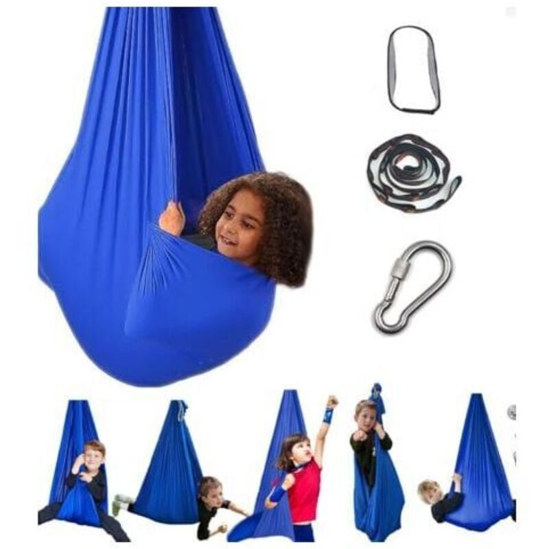 Balançoire sensorielle thérapeutique pour enfants et adultes, 100 X 280CM avec support mural（Couleur : se référer à l'image 1）